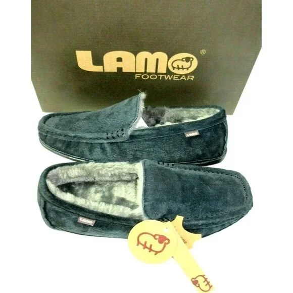 Lamo Men's Suede Boston Slip on Loafer Driving Moc Black Super Cozy NIB CM1244 - Picture 3 of 5